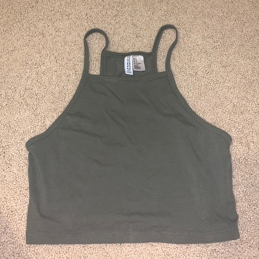 Cropped army green tank!